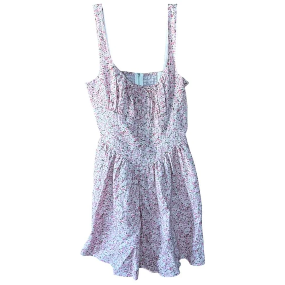 Reformation Daria Print Linen Mini Dress in Pink Combo Size 6 New With Tags - Picture 5 of 13